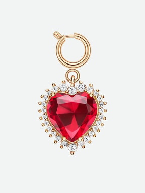 CHARM GOLD SCARLET HEART